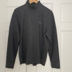 Vineyard Vines Men’s‎ Quarter Zip Pullover Logo Charcoal subtle stripe Large
